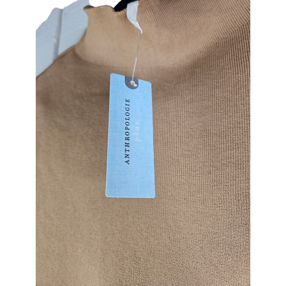 NEW By Anthropologie 1X Mock-Neck Mini Dress Camel Minimalist Sweater Classic - Picture 4 of 6